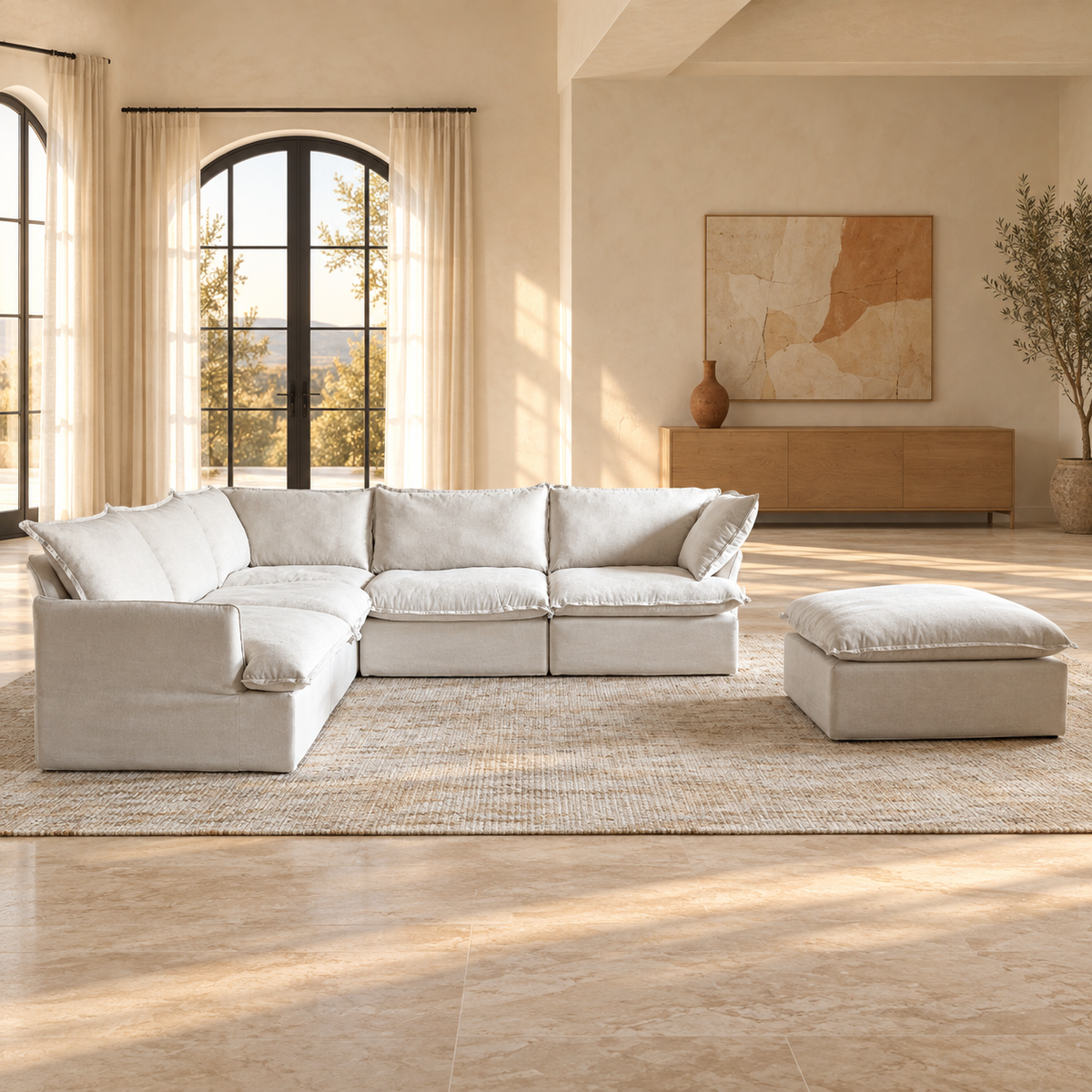 Modular Cloud 5-Seater Corner Sectional + Ottoman
