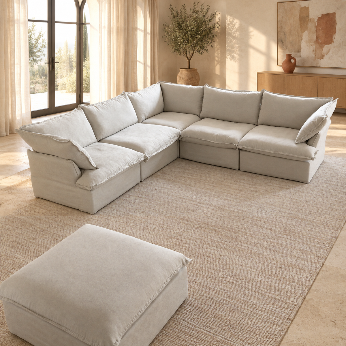 Modular Cloud 5-Seater Corner Sectional + Ottoman