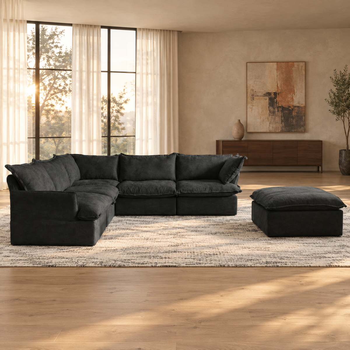 Modular Cloud 5-Seater Corner Sectional + Ottoman