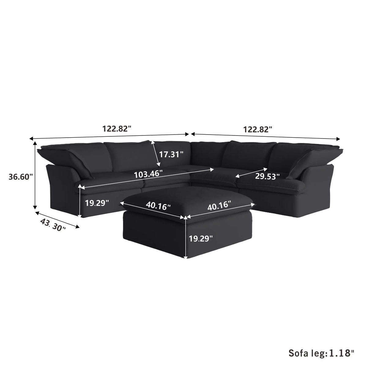 Modular Cloud 5-Seater Corner Sectional + Ottoman