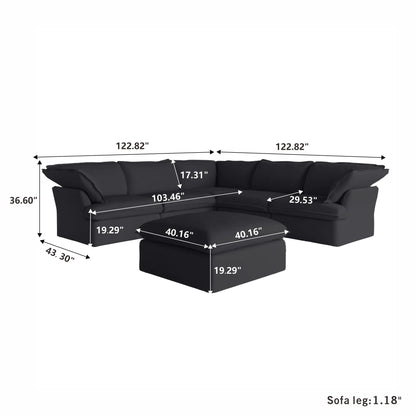 Modular Cloud 5-Seater Corner Sectional + Ottoman