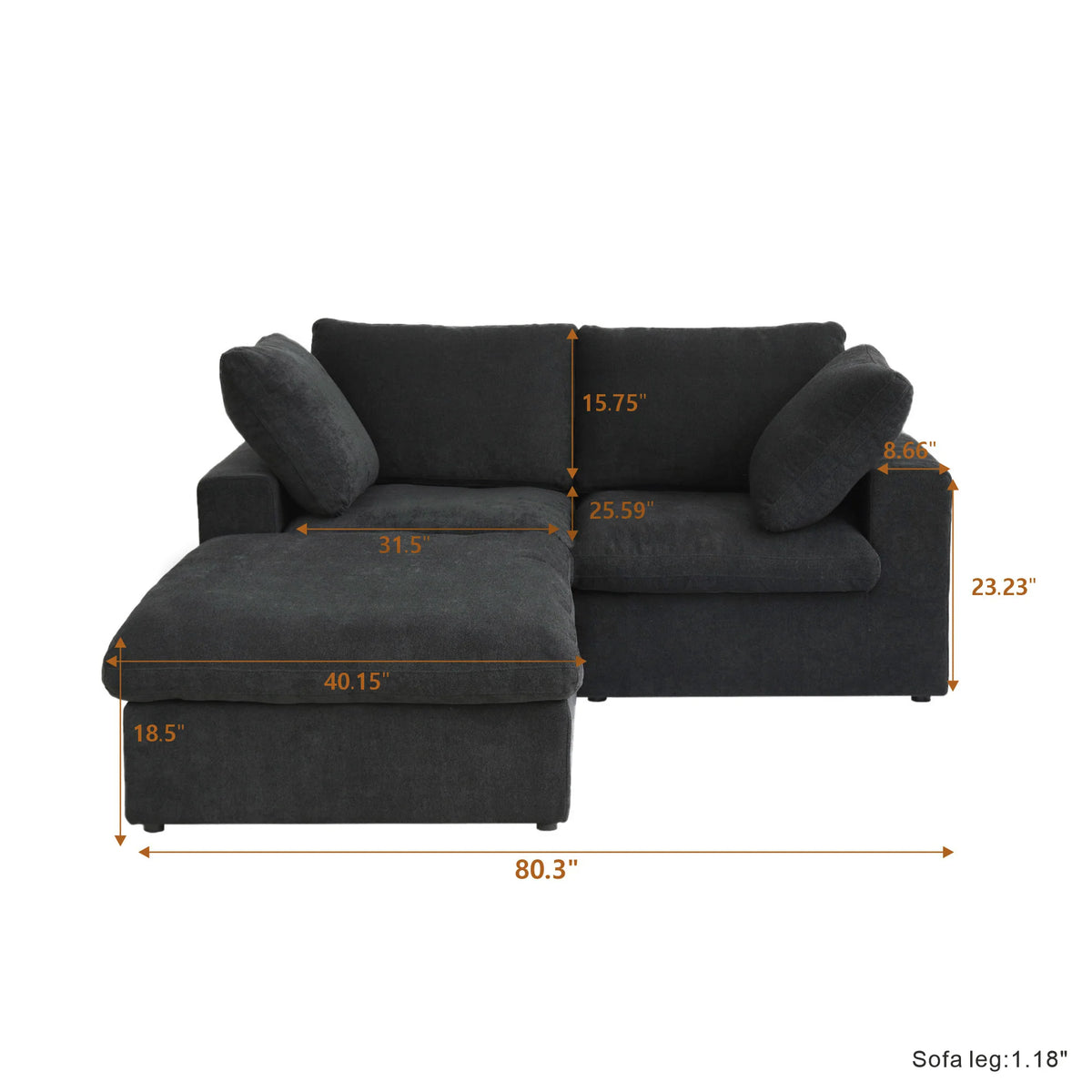 Signature Modular 2-Seater Sectional + Ottoman